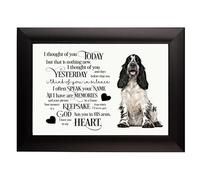 Cocker Spaniel Roan/Black and White Dog RIP Photo Frame 6 x 4 inches - I thought of you Today Poem - RIP, Bereavement dog loss, sympathy, memorial, remembrance