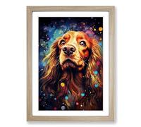 Cocker Spaniel Romanticism Framed Print | A2 Oak Framed Wall Art | Ready to Hang | Modern Animal Picture | Living Room Bedroom Lounge Office