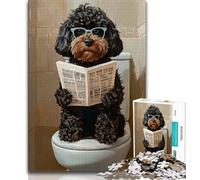 Cocker Spaniel Sitting Toilet 1000 Piece Jigsaw Puzzle for Adults Teens,Learning Educational Toys Family Games with Matching Poster And Trivia Sheet (38x26cm)