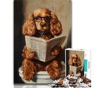Cocker Spaniel Sitting Toilet 1000 Pieces Jigsaw Puzzle for Adults& Teens,Challenging Family Activity Games DIY Toy for Home Wall Decor Gifts (50x75cm)