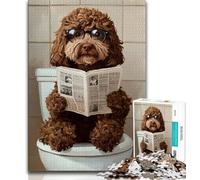 Cocker Spaniel Sitting Toilet Jigsaw Puzzles for Adults 1000,Staycation Kill Time Every Piece Is Unique - Challenging Family Fun Game (75x50cm)