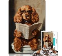 Cocker Spaniel Sitting Toilet Jigsaw Puzzles for Adults,Help The Brain Exercise Addictive Toys to Cultivate Patience Suitable for Couples (75x50cm)
