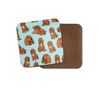 Cocker Spaniel Square Coaster - Ginger English Dog Pets Illustration Animal Puppy Kids Boys Girls Dad Mum Kitchen Family Drinks Home #81043