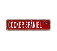 Cocker Spaniel Street Sign, Cocker Spaniel Gift Metal Tin Sign Wall Plaque for Bar Pub Garage Man Cave Home Decor,Retro Road Sign 15 X 60 CM
