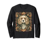 Cocker Spaniel Vintage Dog Art William Morris Style Long Sleeve T-Shirt