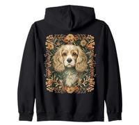 Cocker Spaniel Vintage Dog Art William Morris Style Zip Hoodie