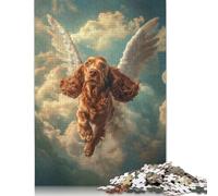 Cocker Spaniel with Angel Wings Heavenly Dog Tribute Puzzle Jigsaws 300 Pieces for Adults Wooden Puzzle Jigsaws for Adults Puzzling for Gift 1000pcs (75x50cm)
