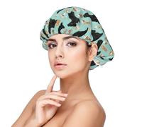 Cocker Spaniel With Coffees Black Cocker Spaniel Dog,Adjustable Silk Hair Wrap Adult's Satin Sleeping Cap Hair Women's Elastic Sleep Bonnet