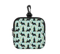 Cocker Spaniel with Coffees Black Cocker Spaniel Dog, Coin Purse Square Zipper Storage Bag, Change Pouch with Lobster Buckle Clasp Buckle, Change Purse
