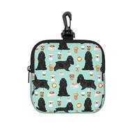 Cocker Spaniel with Coffees Black Cocker Spaniel Dog, Square Zipper Storage Bag, Neoprene Coin Purse, Small Wallets, Change Pouch, Change Purse