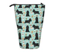 Cocker Spaniel with Coffees Black Cocker Spaniel Dog,Standing Pencil Holder Stationery Bag Pencil Pouch Organizer Telescopic Pencil Case