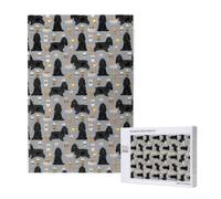Cocker Spaniel With Coffees Black Cocker Spaniel Dog With Coffee Grey,1000 Pieces Adults Puzzle Game Challenging Puzzles,Jigsaw Puzzles