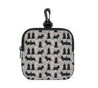 Cocker Spaniel with Coffees Black Cocker Spaniel Dog with Coffee Grey, Coin Purse Square Zipper Storage Bag, Change Pouch with Lobster Buckle Clasp Buckle, Change Purse