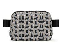 Cocker Spaniel with Coffees Black Cocker Spaniel Dog with Coffee Grey, Travel Bum Bag Square Waist Bag Casual Chest Bag Fanny Pack for Men Women