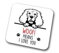 Cocker Spaniel Woof Means I Love You Mum Dad Coaster Dog Dad Cocker Spaniel Dad Friend Funny Gift for Birthday Christmas, Cocker Spaniel Mum Coaster