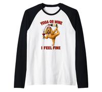 Cocker Spaniel Yoga or Wine I Feel Fine - DIGOR Funny Raglan Baseball Tee