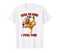 Cocker Spaniel Yoga or Wine I Feel Fine - DIGOR Funny Value Graphic T-Shirt, Men, White, S