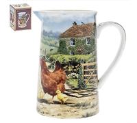 Cockerel and Hen with Chicks Fine China Jug in Matching Gift Box