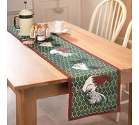 Cockerel Country Kitchen Design Dining Table Runner - Polyester & Cotton Farmyard Style Tablecloth - Measures L82Cm X W33Cm