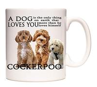 COCKERPOO MUG, A Dog Loves You, cocker cross poodle gift mug. Can Be Personalised. Ceramic Coffee Tea or Hot Chocolate Mug. Dishwasher Safe