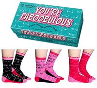 Cockney Spaniel 3 Pairs of Women's Novelty Crew Socks, Size: UK 4-8 (EUR 37-42), Fun and Quirky Gift for Women (UK, Alpha, One Size, Regular, Regular, You're Faboobulous)