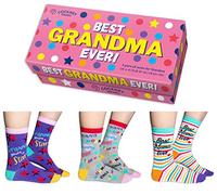 Cockney Spaniel Best Grandma, 3 Pairs of Women's Novelty Crew Socks