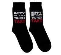 Cockney Spaniel Happy Birthday You Old Tart Socks - Fun and Risque Novelty Gift for Women, Perfect Cheeky Birthday Surprise or Gag Gift with Bold Design - EUR 37-42, UK 4-8, US 6.5-10.5