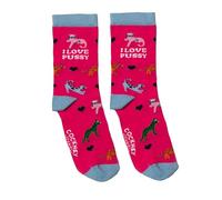 Cockney Spaniel I LOVE PUSSY 1 pair of matching socks | UK 4-8 | EUR 37-42