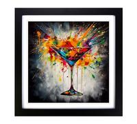Cocktail Abstract Art No.1 Framed Wall Art Print - Ready to Hang Picture - Modern Art for Living Room Bedroom Kitchen Home - Black Frame 18x18 Inch (45x45 cm)