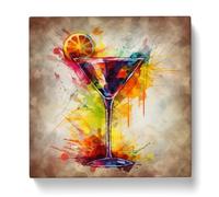 Cocktail Abstract Art No.2 Canvas Print | Gallery Wrapped 30mm Frame Wall Art | 20x20 inches | Ready to Hang | Abstract Still Life Picture | Living Room Bedroom Lounge Office