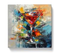 Cocktail Abstract Expressionism Canvas Print | Gallery Wrapped 30mm Frame Wall Art | 20x20 inches | Ready to Hang | Eclectic Still Life Picture | Living Room Bedroom Lounge Office