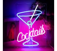 Cocktail Bar Neon Sign Blue Goblet Neon Light Sign Pink LED Signs for Wall Martini Glass LED Lights for Bar Light Up Signs Acrylic Neon Wall Light for Pub Tavern Restaurant Wedding Party Decor