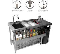 Cocktail Bar Station Stainless Steel Insulated Ice Well Sink Speed Rail Bin Void