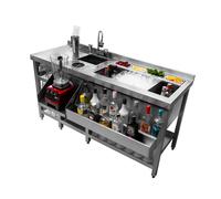Cocktail Bar Stations Stainless Steel Fully Insulated Ice Well Speed Rail Shelf