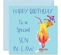 Cocktail Birthday Cards for Men - Special Son-In-Law - Happy Birthday Card from Mother Father In Law 145mm Greeting Cards, Drinking Bday Cards