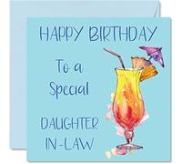 Cocktail Birthday Cards for Women - Special Daughter In Law - Happy Birthday Card from Mother Father In Law 145mm Greeting Cards, Drinking Bday Cards