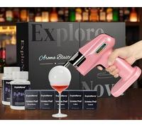 Cocktail Bubble Smoke Gun with 5 Flavour Aroma Pods (10ml) and Edible Bubble (250ml), Smoking Bubble Machine Cocktail Smoker Kit, Food Drink Decoration for Bar Home Use, Gift for Bartender