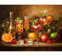 Cocktail Diamond Art Kits Adults 30x40cm 5D DIY Orange Diamond Painting Kit for Beginners with Tools, Round Full Drill Crystal Art Crafts Canvas Paintings for Home Wall Decor Gifts for Women G-928