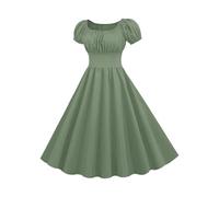 Cocktail Dresses for Women UK 1950s Vintage Rockabilly Dresses Puff Short Sleeve Square Neck Solid Swing Dress Womens Prom Party 50s 60s Cocktail Dress A Line Cosplay Outfits Purple