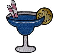 Cocktail Drink Patch Iron On Sew On Straw Lemon Glass Embroidered Badge Applique