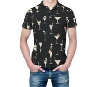 Cocktail Drinks Mens Polo Shirts Short Sleeve Moisture Wicking Golf Athletic Collared Shirt L