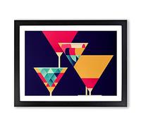 Cocktail Geometric Art Abstract Framed Print | A2 Black Framed Wall Art | Ready to Hang | Abstract Food Picture | Living Room Bedroom Lounge Office