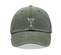Cocktail Glass Classic 'Tini Baseball Cap Vintage Washed Unisex Dad Hat Adjustable Olive