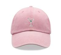 Cocktail Glass Classic 'Tini Baseball Cap Vintage Washed Unisex Dad Hat Adjustable Pink