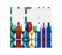 Cocktail Glasses and Wine Bottles Durable and Stylish Wall Plate – Full-Surface Print, Pc Material, Heat & Fade Resistant, Easy to Install