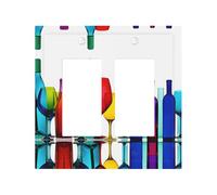Cocktail Glasses and Wine Bottles Durable and Stylish Wall Plate – Full-Surface Print, Pc Material, Heat & Fade Resistant, Easy to Install