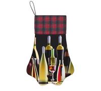 Cocktail Glasses and Wine Bottles Print Xmas Tree Candy Gift Stockings Pet Dog Cat Christmas Stocking Home Party Family