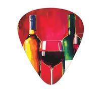 Cocktail Glasses and Wine Bottles Printed Guitar Picks 12-Piece Set - Comfortable, Versatile Plectrum for All Guitar Styles & Players