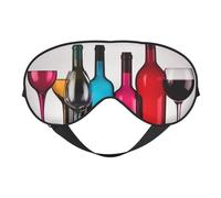 Cocktail Glasses and Wine Bottles Sleep Mask for Women & Men - Double-Sided Eye Mask with Adjustable Strap, Soft Silky Feel, Light-Blocking & Breathable for Travel, Nap, Shift Work, Yoga