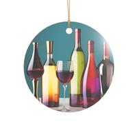 Cocktail Glasses and Wine Bottless Christma Holiday Decor Acrylic Pendant, A Wedding Ornament & Christmas Decoration for Newlyweds